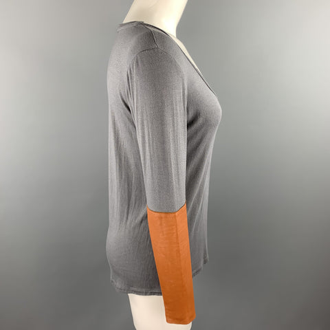 DULKINYS DAVIS Taille M Gris Chiné Color Block Jersey Scoop Neck Pull