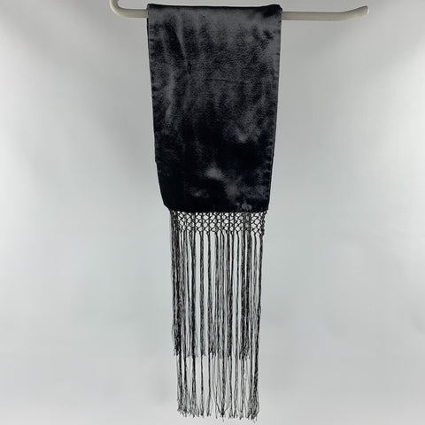 YVES SAINT LAURENT Black Velvet Fringe Scarf
