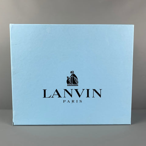 LANVIN Size 11 White Grey Cotton High Top Sneakers
