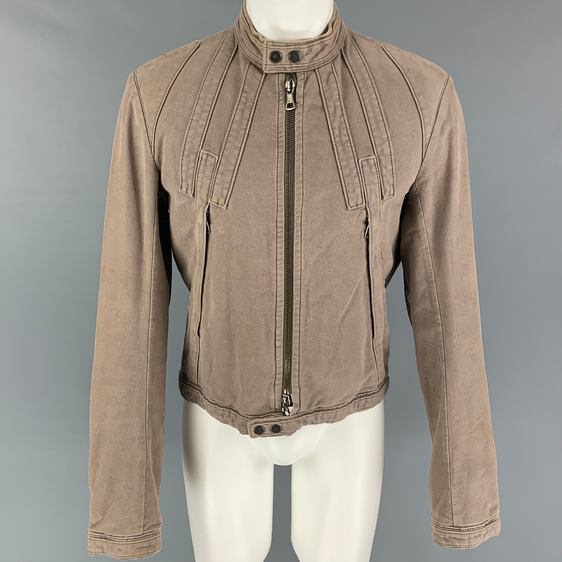DSQUARED2 Size 40 Taupe Moleskin Zip Up Jacket – Sui Generis