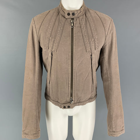 DSQUARED2 Size 40 Taupe Moleskin Zip Up Jacket