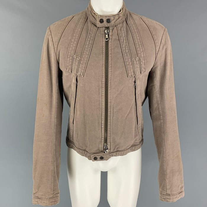 DSQUARED2 Size 40 Taupe Moleskin Zip Up Jacket