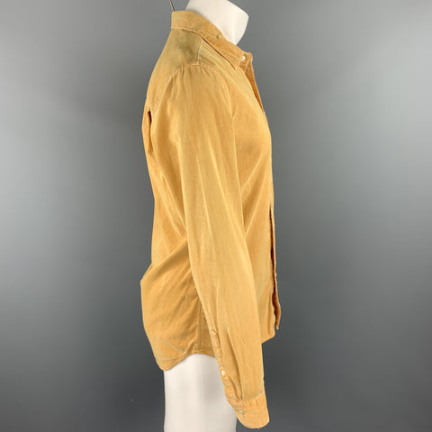 FRAME Size S Yellow Corduroy Button Up Long Sleeve Shirt