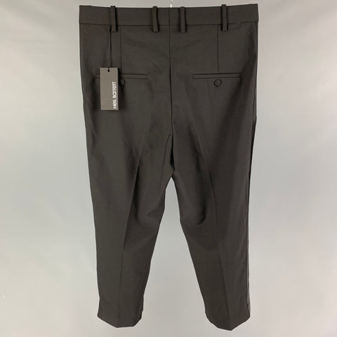 NEIL BARRETT Size 32 Black Polyester Blend Tuxedo Dress Pants