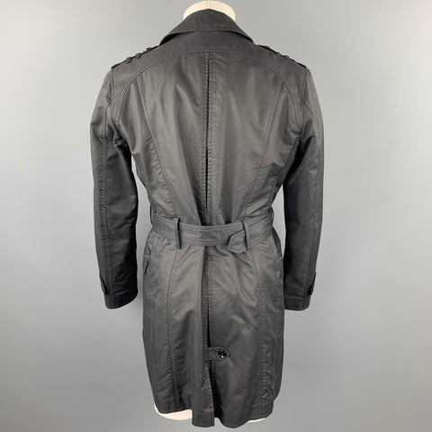 D&G by DOLCE & GABBANA Size 38 Black Cotton Blend Belted Trenchcoat