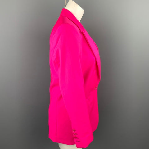 MSGM Taille 4 Veste blazer boutonnée en laine rose vif à revers