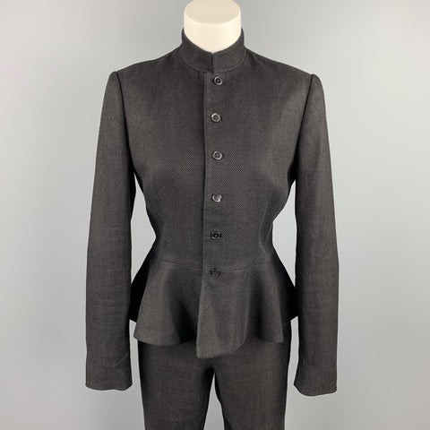 RALPH LAUREN Size 8 Black Woven Linen / Cotton Pants Set