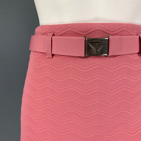PRADA Minifalda con cinturón de jacquard de mezcla de poliéster rosa talla 2