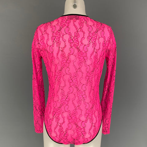 NATSHA ZINKO Size 6 Pink Black Polyamide Lace Body Suit Dress Top
