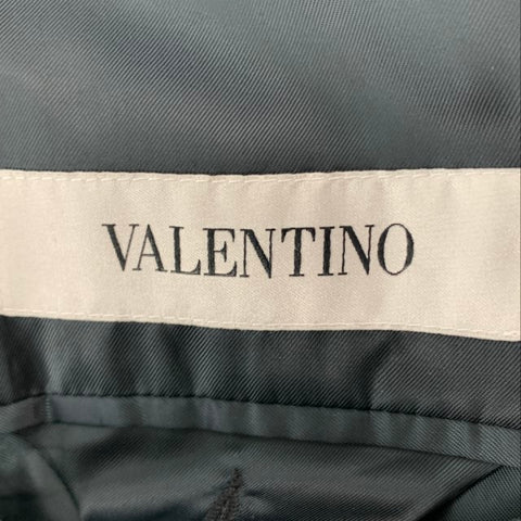 VALENTINO Size 42 Navy Black Houndstooth Wool Single Breasted Sport Coat