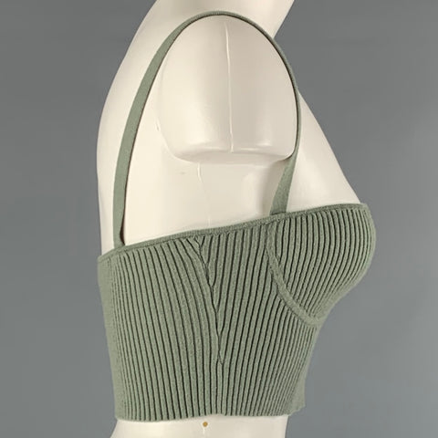JONATHAN SIMKHAI Taille S Gris Vert Modal Mélange Côtelé Bralette Casual Top