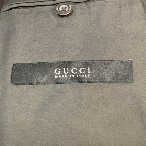 GUCCI Chest Size 38 Brown Wool Peak Lapel Hidden Buttons Back Pockets Jacket