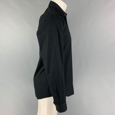 DRIES VAN NOTEN Size M Black Blue Embellishment Cotton Long Sleeve Shirt