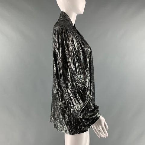 MICHAEL KORS COLLECTION  Size 10 Silver Metallic Open Front Blouse