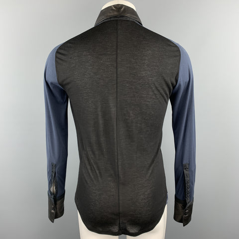 ROBERTO CAVALLI Taille S Pull boutonné en tissus mélangés noir et marine
