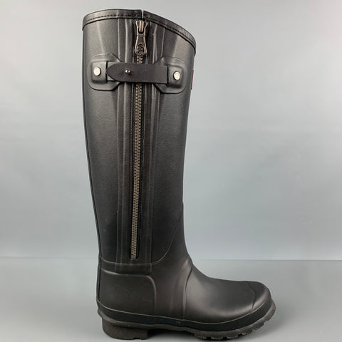 HUNTER x RAG 7 BONE Talla 7 Botas de goma negras con cremallera