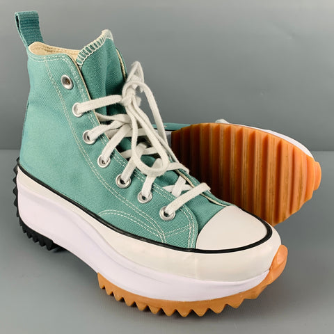 CONVERSE Zapatillas altas de lona verde blanco talla 7