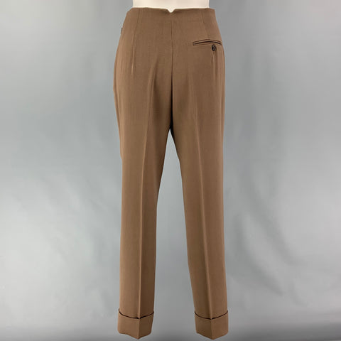 RALPH LAUREN Purple Label Size 2 Tan Wool Double Breasted Pants Suit