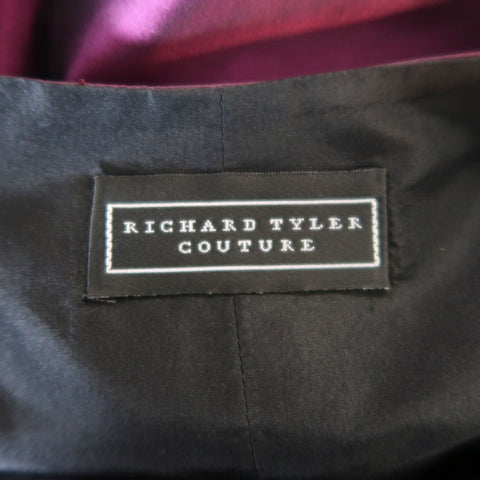 RICHARD TYLER Size 10 Purple Silk Taffeta Gathered Rosette Gown