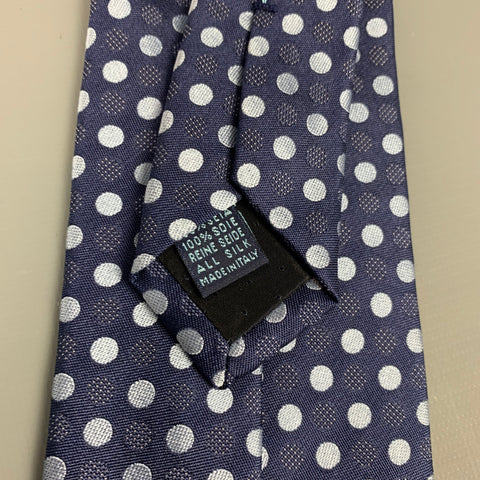MASSIMO BIZZOCCHI Navy & Light Blue Dot Print Silk Tie