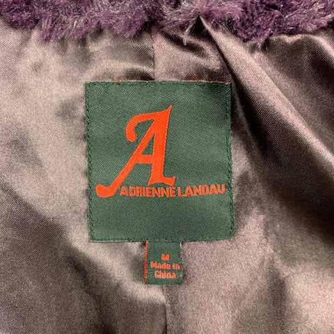 ADRIENNE LANDAU Size M Purple Textured Polyester Shawl Collar Coat