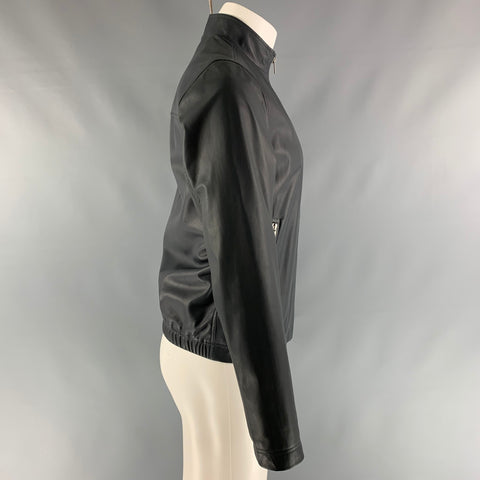 THEORY Size S Grey Solid Leather Jacket