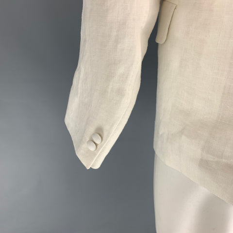 BILLY REID Size 36 Regular Off White Hemp Peak Lapel Sport Coat