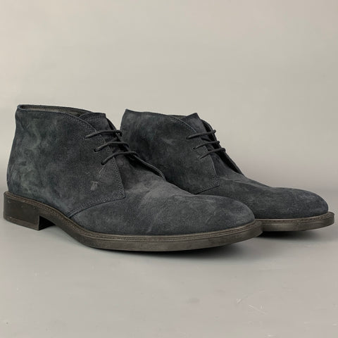TOD'S Botas chukka con cordones de cuero azul marino talla 11