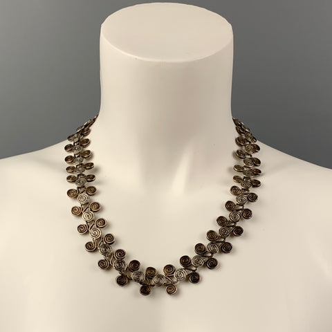 VINTAGE Silver Tone Metal Coin Pendant Necklace