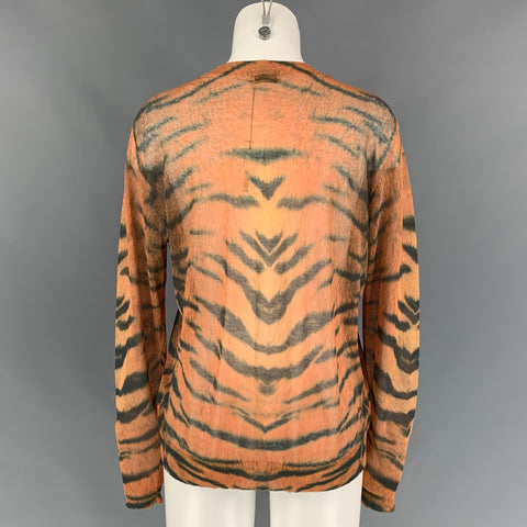 DRIES VAN NOTEN x CHRISTIAN LACROIX SS 20 Size XS Orange & Black Animal Print Cotton / Polyamide Pullover