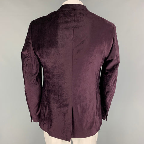 TED BAKER Size 42 Purple Velvet Cotton Polyamide Notch Lapel Sport Coat