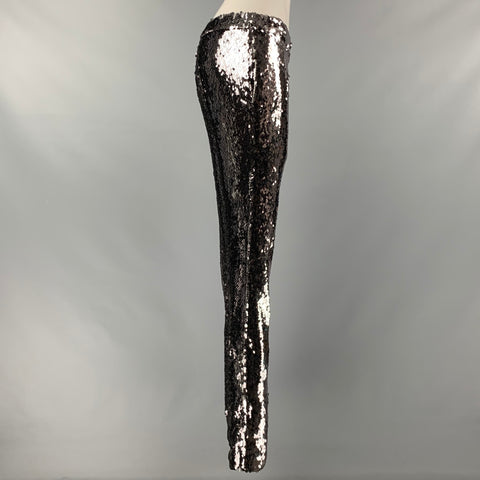SALLY LAPOINTE Taille M Pantalon habillé à paillettes argentées