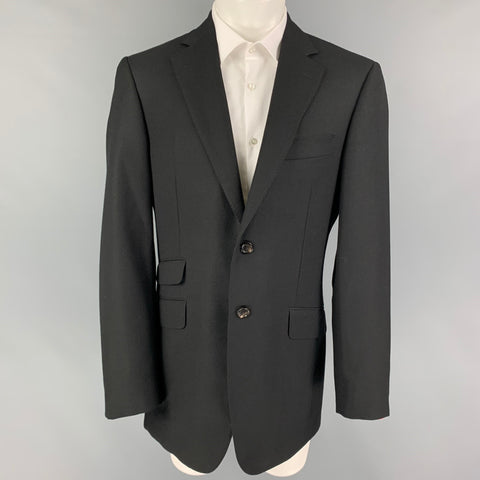 PAL ZILERI Size 40 Black Textured Wool Sport Coat