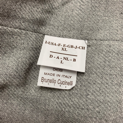 BRUNELLO CUCINELLI Size XL Grey Quilted Wool Cashmere Vest