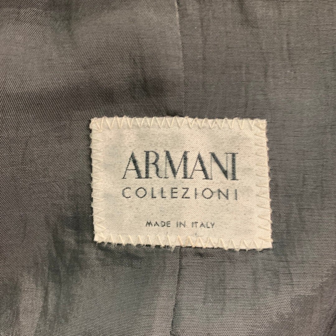 ARMANI COLLEZIONI Size 40 Black Leather Notch Lapel Jacket