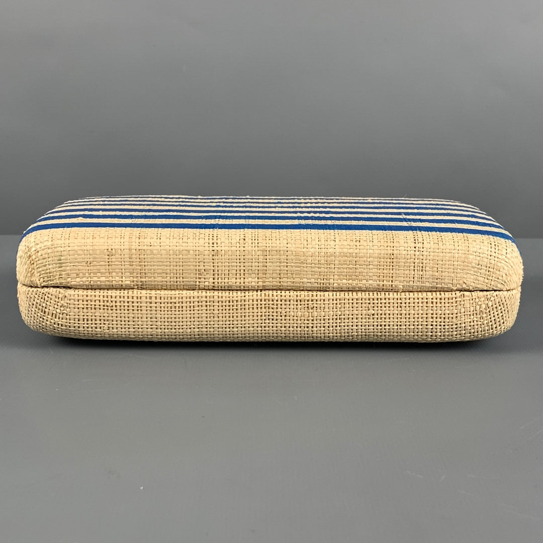 KAYU Blue Natural Stripe Straw Clutch Handbag