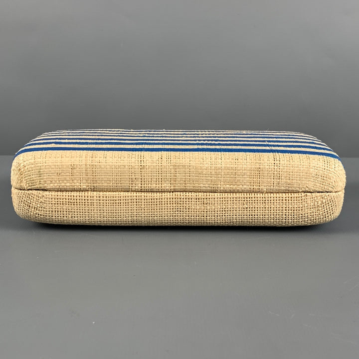 KAYU Blue Natural Stripe Straw Clutch Handbag