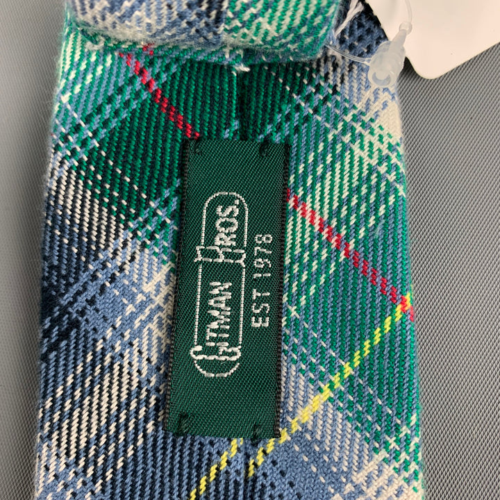 Corbata de algodón a cuadros verdes GITMAN BROS