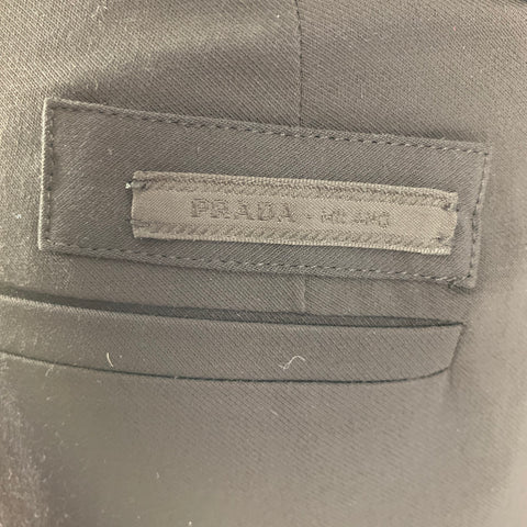PRADA Taille 8 Pantalon habillé en polyester viscose noir à devant plat