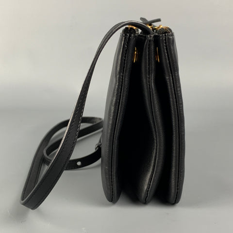 CELINE Black Leather Small Trio Cross Body Bag