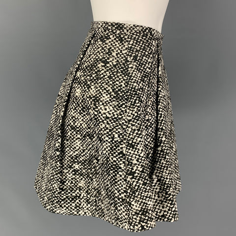 ROBERTO CAVALLI Size 2 Brown Cream Cotton Abstract Circle Skirt