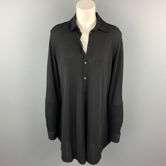 JEAN PAUL GAULTIER Size 8 Black Acetate Blend Button Up Shirt