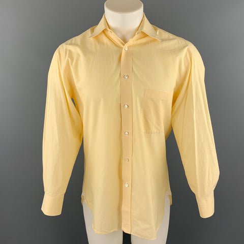 BORRELLI Size M Yellow Pinstripe Cotton Button Up Long Sleeve Shirt