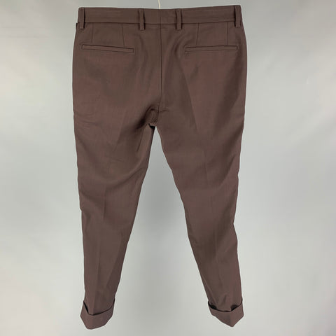 CALVIN KLEIN COLLECTION Size 32 Brown Wool Cuffed Dress Pants