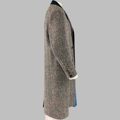 MARNI Chest Size 42 Size 42 Grey Multi-Color Herringbone Wool Notch Lapel Coat