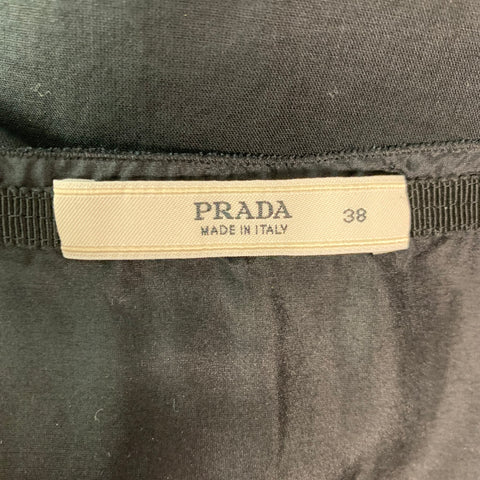 PRADA Size 2 Black Cotton Textured Pleated Skirt