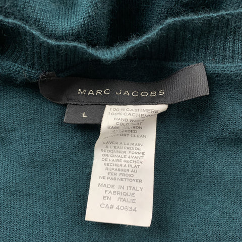 MARC JACOBS Size L Dark Green Knitted Cashmere Scoop Neck Sweater