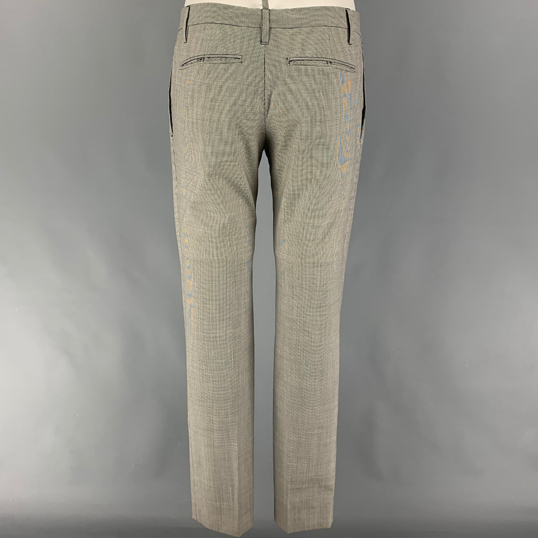 DSQUARED2 Taille 40 Costume à Revers en Laine Pied-de-Poule Noir Blanc