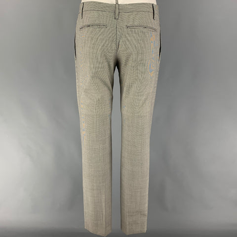 DSQUARED2 Taille 40 Costume à Revers en Laine Pied-de-Poule Noir Blanc