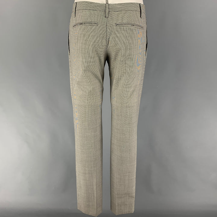 DSQUARED2 Taille 40 Costume à Revers en Laine Pied-de-Poule Noir Blanc